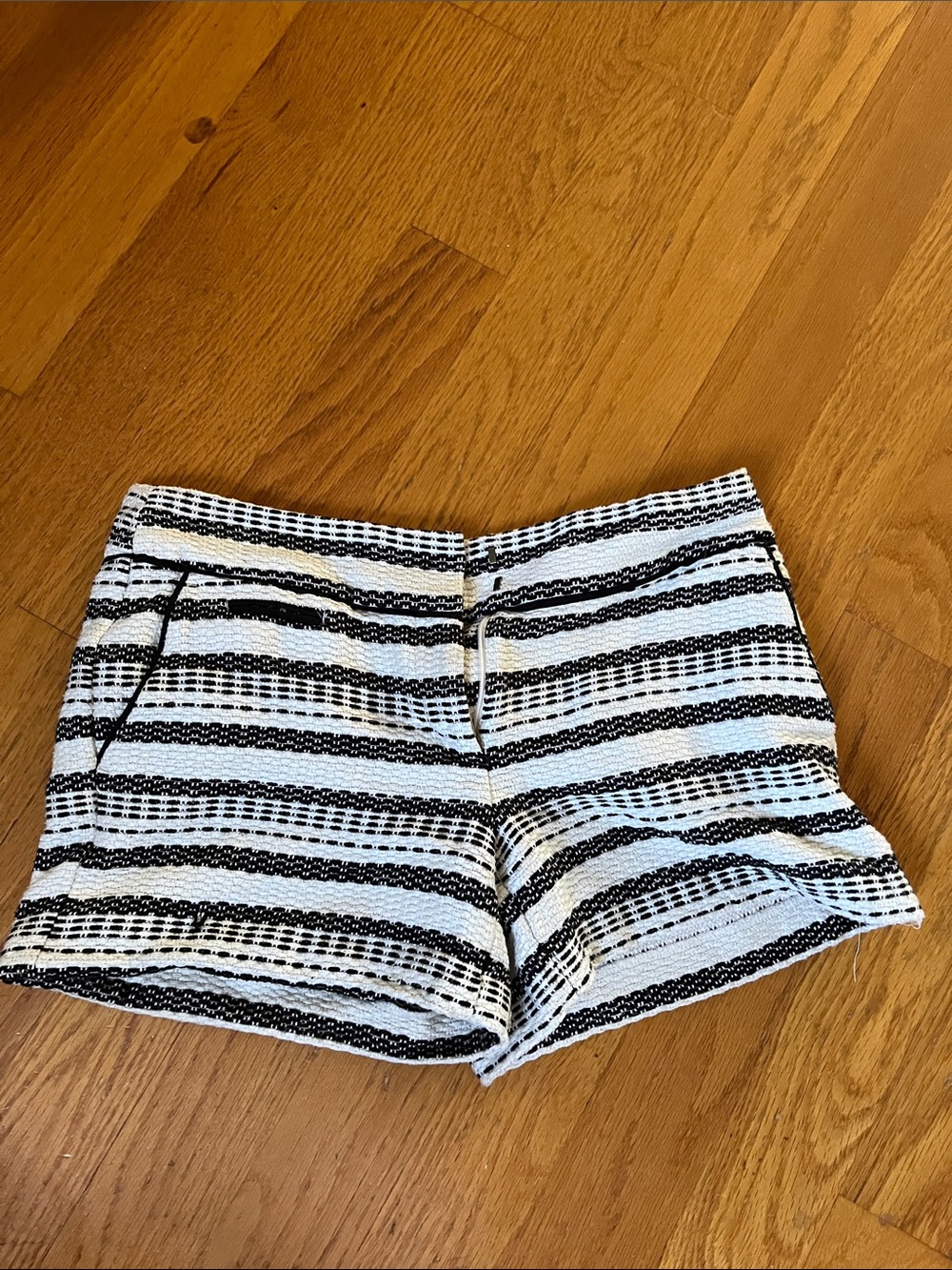 LOFT Black & White Striped High Waist Shorts